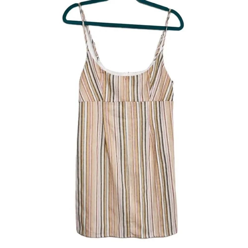 Altar'd State Linen Striped Darted Mini Dress Pink & Brown Size Large
